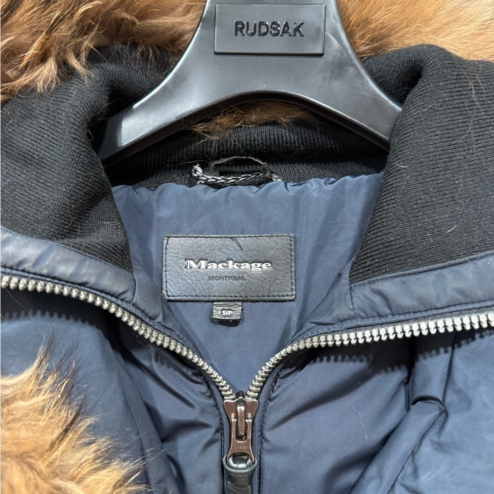 Mackage Navy Puffer with real fox Fur Trim collar - Picture 3 of 5